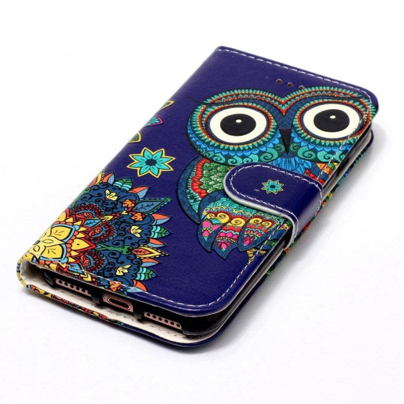 Leren Hoesje voor Samsung Galaxy S23 5G Met Ketting String Uil