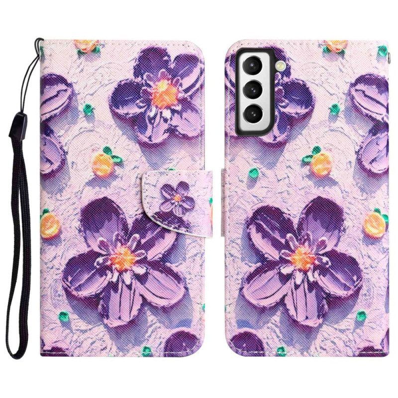 Leren Hoesje voor Samsung Galaxy S23 Plus 5G Met Ketting Alleen Bandbloemen