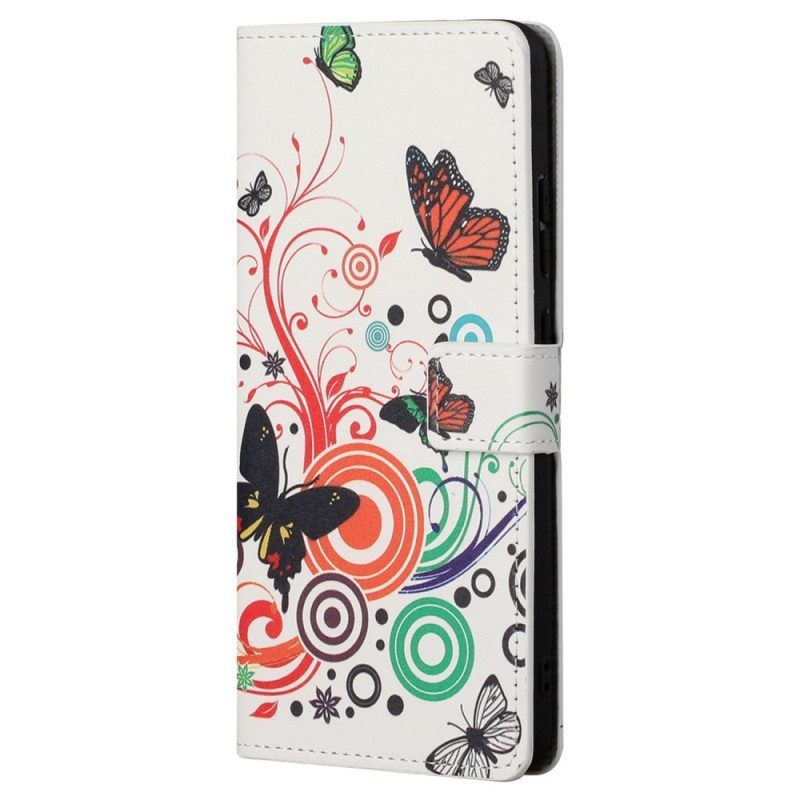 Leren Hoesje voor Samsung Galaxy S23 Plus 5G Prachtige Vlinders