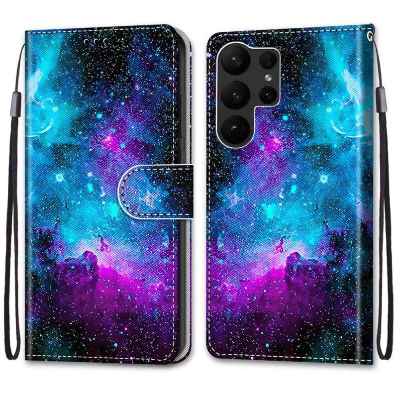 Leren Hoesje voor Samsung Galaxy S23 Ultra 5G Kosmische Hemel