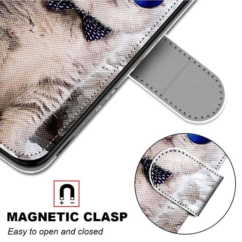 Leren Hoesje voor Samsung Galaxy S23 Ultra 5G Met Ketting Yo Kat Met Riem