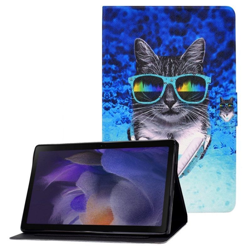 Leren Hoesje voor Samsung Galaxy Tab A8 (2021) Disco Kat