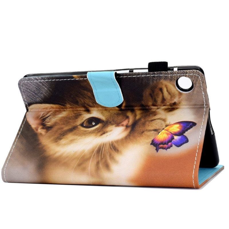 Leren Hoesje voor Samsung Galaxy Tab A8 (2021) Mijn Kitten En Vlinder