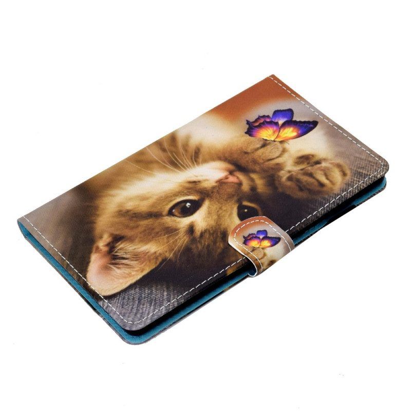 Leren Hoesje voor Samsung Galaxy Tab A8 (2021) Mijn Kitten En Vlinder