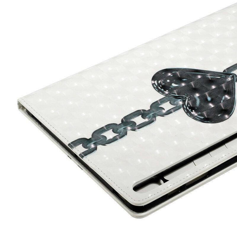 Leren Hoesje voor Samsung Galaxy Tab S8 Plus / Tab S7 Plus Geketend Hart