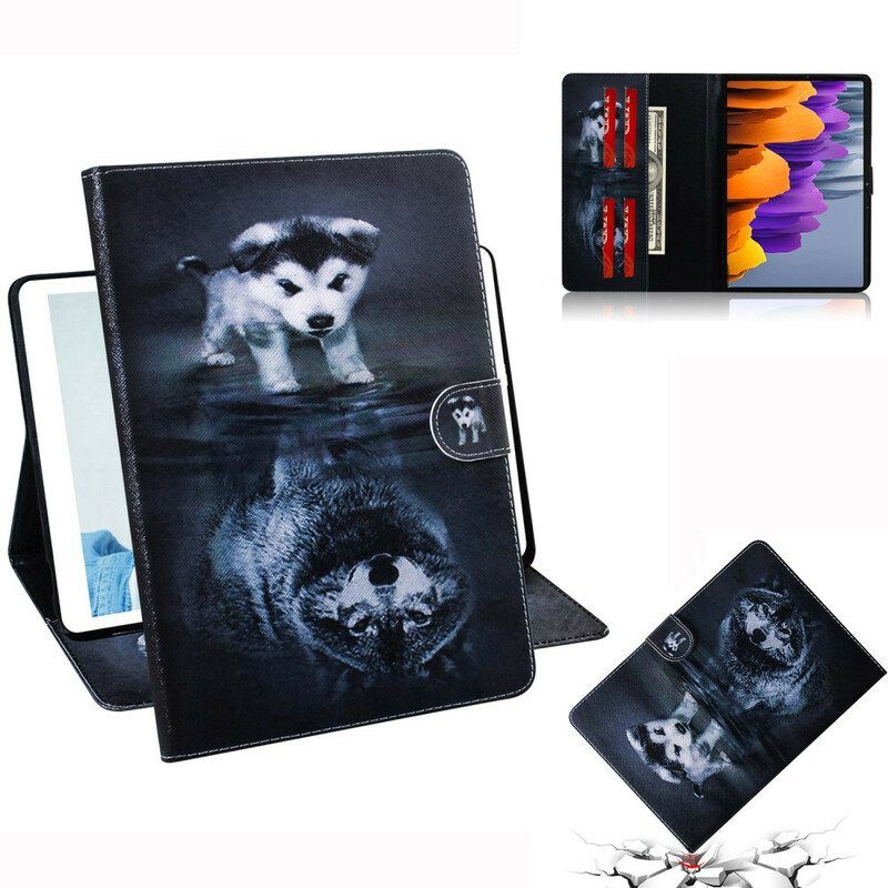 Leren Hoesje voor Samsung Galaxy Tab S8 / Tab S7 Puppy-droom