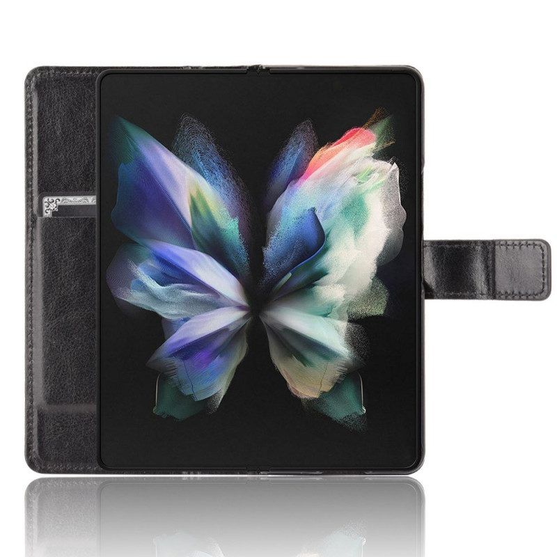 Leren Hoesje voor Samsung Galaxy Z Fold 4 Met Ketting Klassiek Glad Imitatieleer Met Bandjes