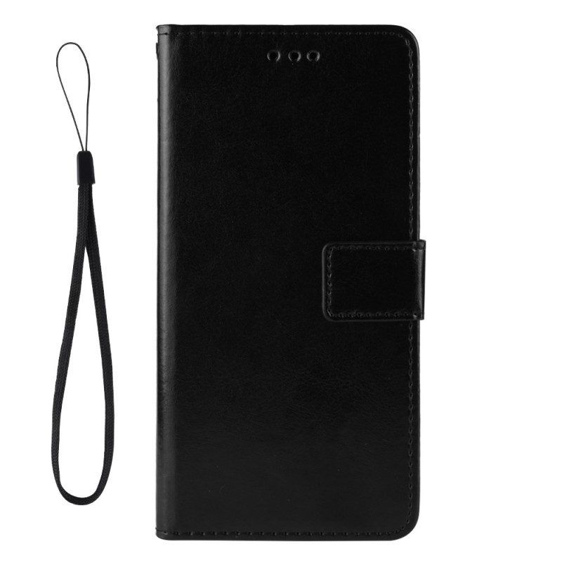 Leren Hoesje voor Samsung Galaxy Z Fold 4 Met Ketting Klassiek Glad Imitatieleer Met Bandjes