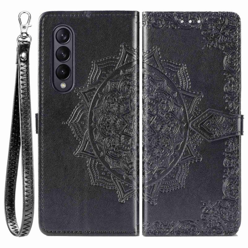 Leren Hoesje voor Samsung Galaxy Z Fold 4 Met Ketting Middeleeuwse Strappy Mandala