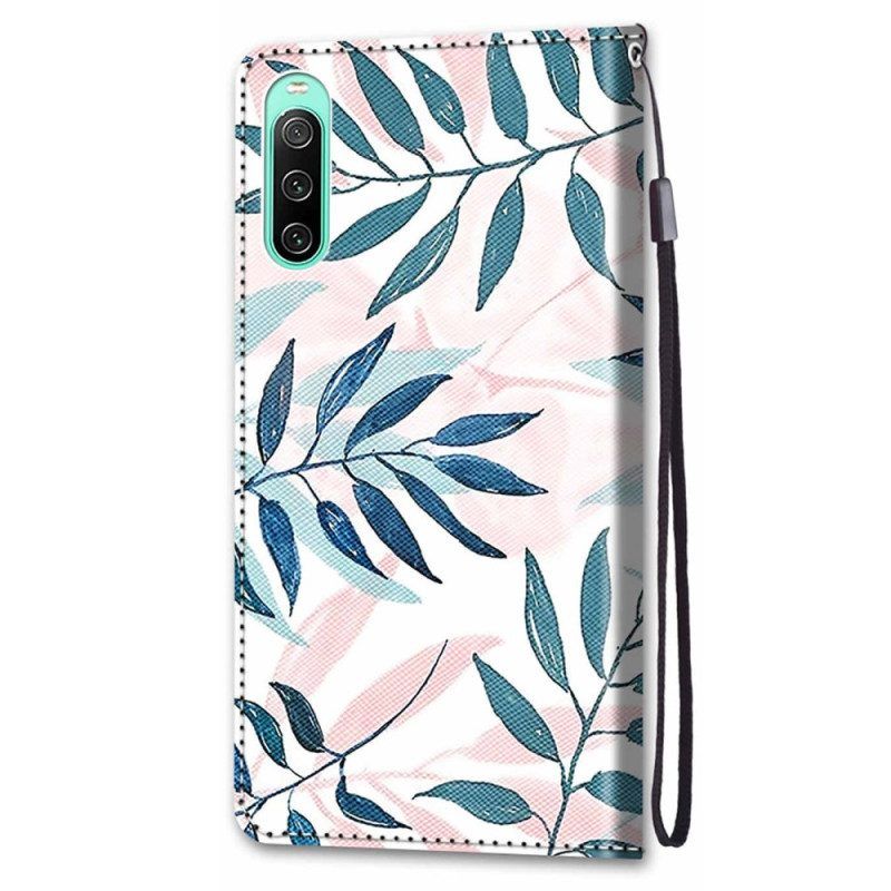 Leren Hoesje voor Sony Xperia 10 IV Grafisch Met Lanyard