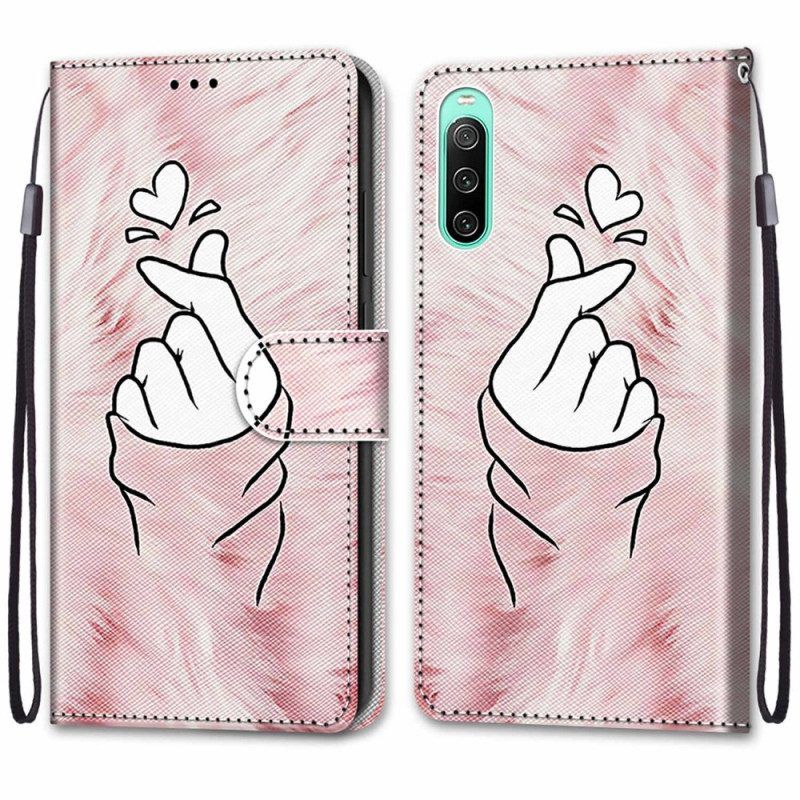 Leren Hoesje voor Sony Xperia 10 IV Vinger Hart