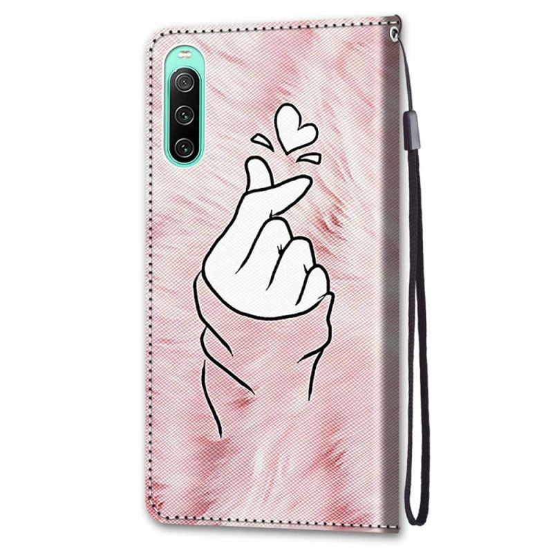 Leren Hoesje voor Sony Xperia 10 IV Vinger Hart