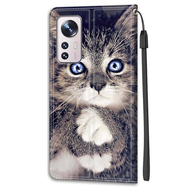 Leren Hoesje voor Xiaomi 12 / 12X Met Ketting Katten Katten String Katten