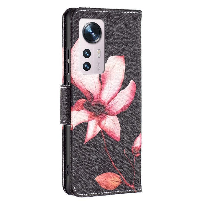 Leren Hoesje voor Xiaomi 12 / 12X Roze Bloem