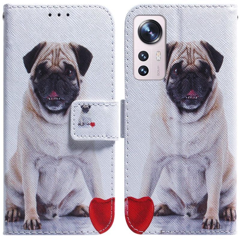 Leren Hoesje voor Xiaomi 12 Pro Mops Hond