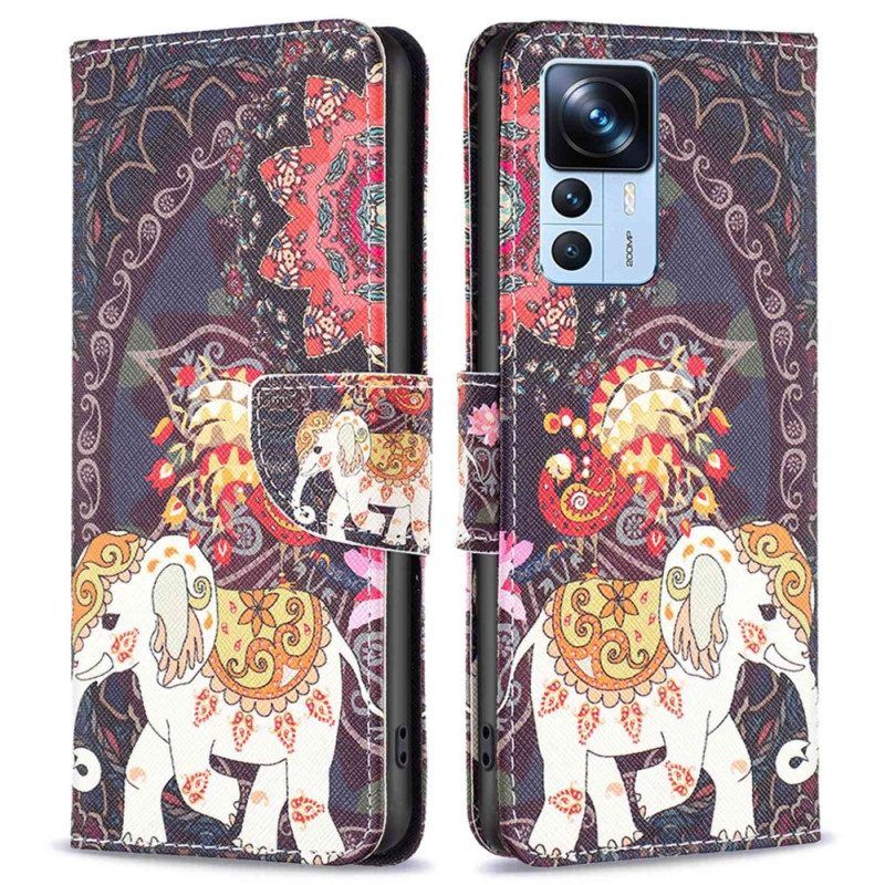 Leren Hoesje voor Xiaomi 12T / 12T Pro Indische Olifant