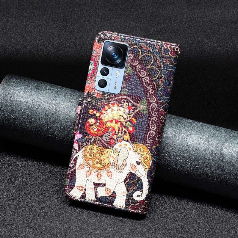 Leren Hoesje voor Xiaomi 12T / 12T Pro Indische Olifant