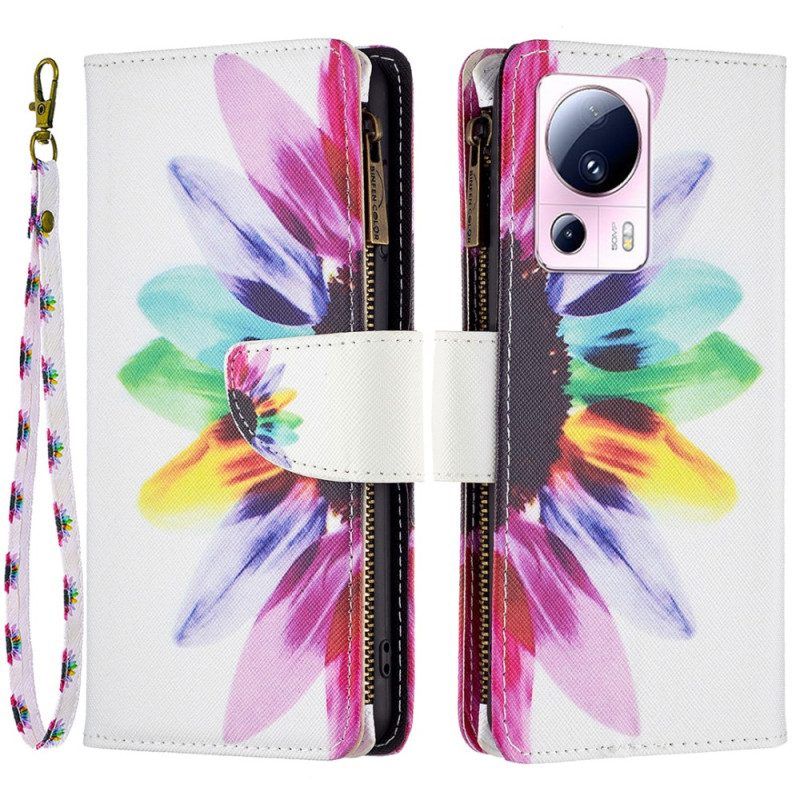 Leren Hoesje voor Xiaomi 13 Lite Portemonnee Leren Bloemen Portemonnee