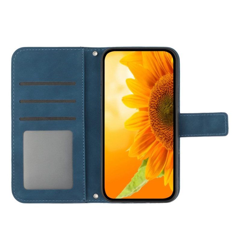 Leren Hoesje voor Xiaomi 13 Pro Bloem Met Koord