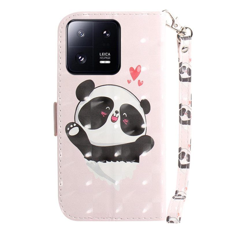 Leren Hoesje voor Xiaomi 13 Pro Met Ketting Panda Love Met Sleutelkoord