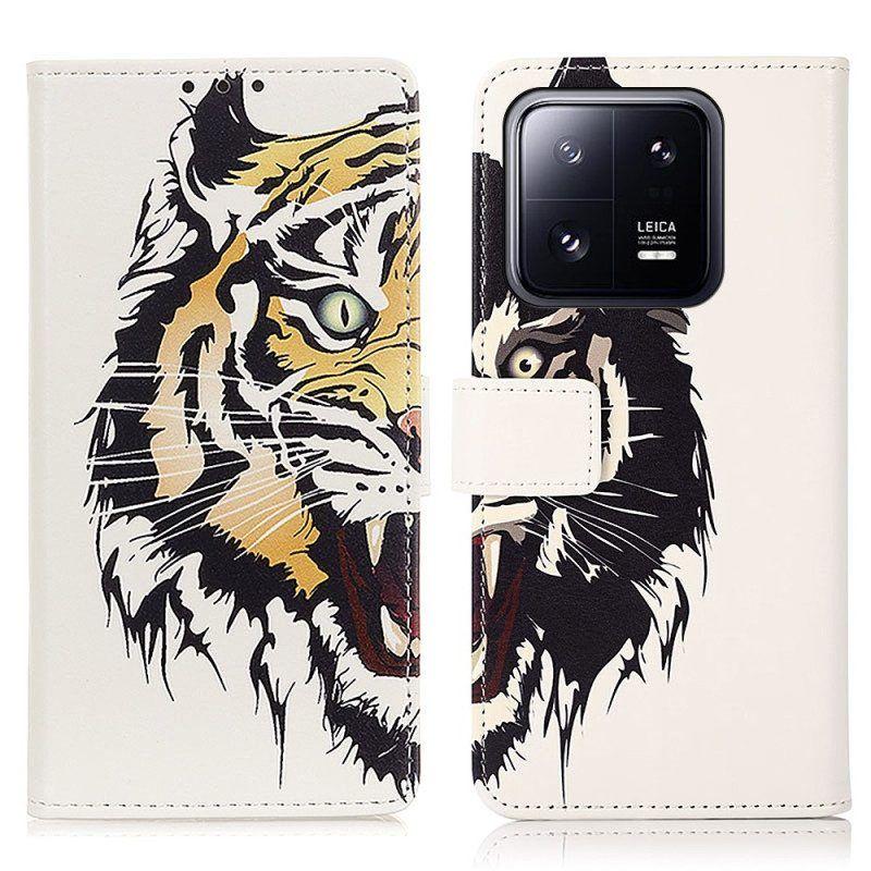 Leren Hoesje voor Xiaomi 13 Pro Woeste Tijger