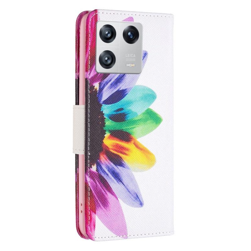 Leren Hoesje voor Xiaomi 13 Waterverf Bloem