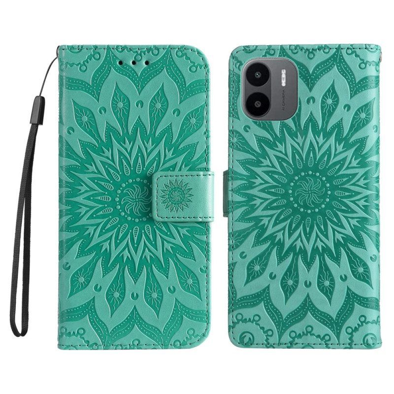 Leren Hoesje voor Xiaomi Redmi A1 Met Ketting String Zon