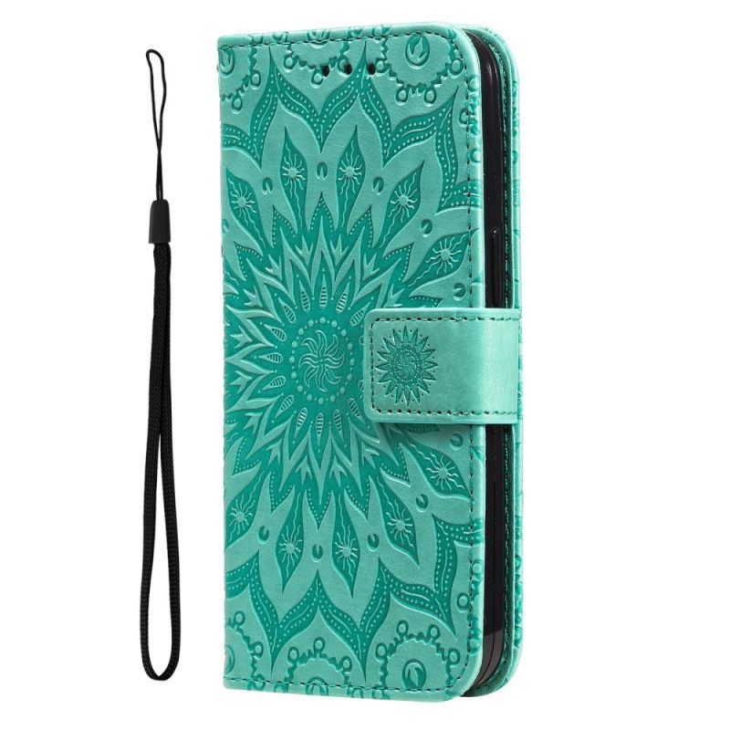 Leren Hoesje voor Xiaomi Redmi A1 Met Ketting String Zon