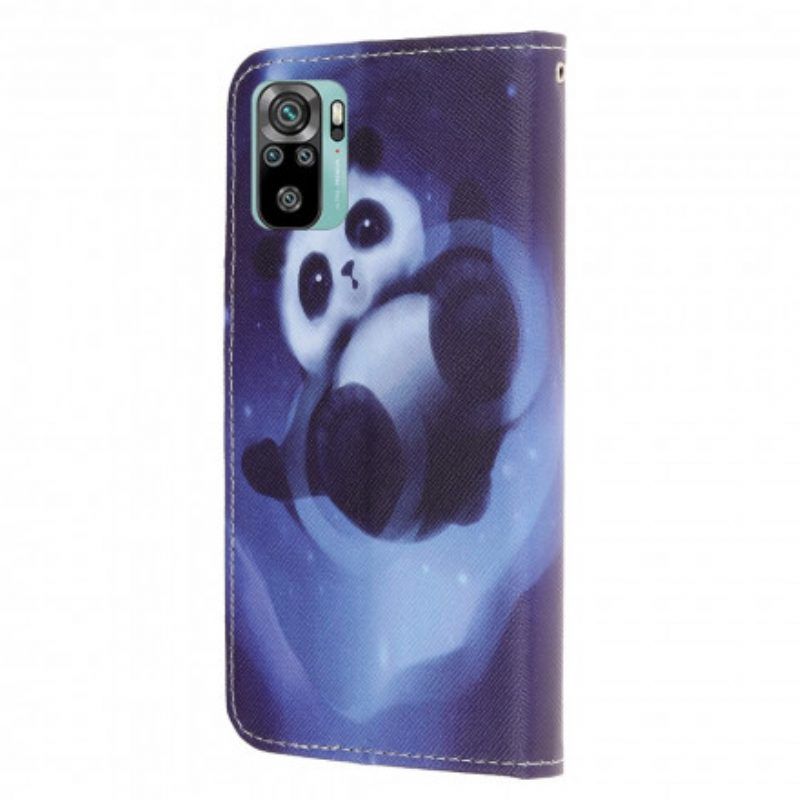 Leren Hoesje voor Xiaomi Redmi Note 10 / 10S Met Ketting Panda Space Met Sleutelkoord