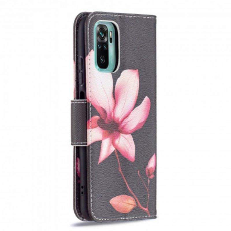 Leren Hoesje voor Xiaomi Redmi Note 10 / 10S Roze Bloem