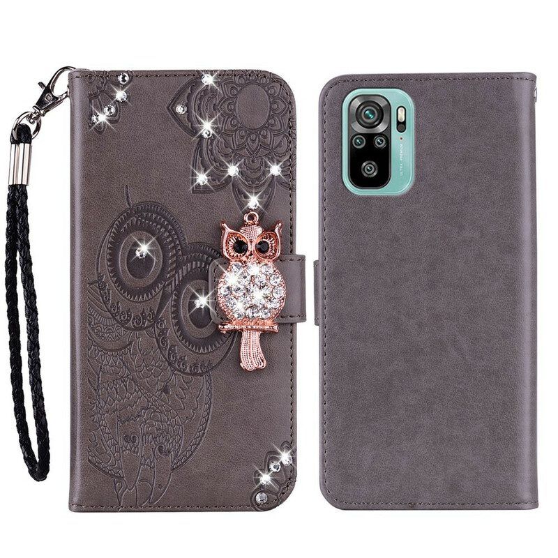 Leren Hoesje voor Xiaomi Redmi Note 10 / 10S Uil Mandala En Charme