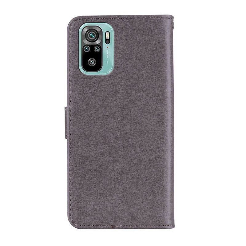 Leren Hoesje voor Xiaomi Redmi Note 10 / 10S Uil Mandala En Lanyard