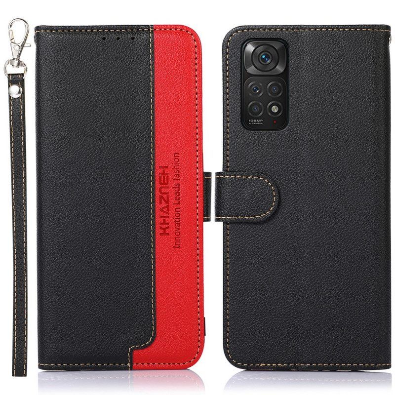 Leren Hoesje voor Xiaomi Redmi Note 11 / 11S Lychee-stijl Rfid Khazneh