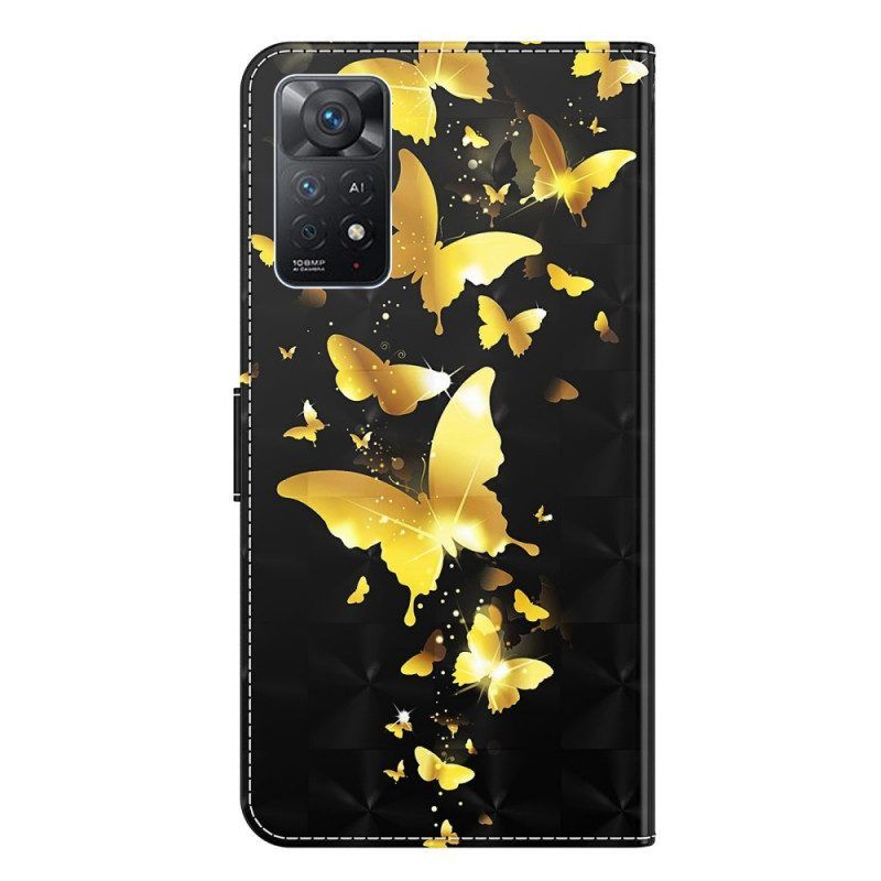 Leren Hoesje voor Xiaomi Redmi Note 11 Pro / 11 Pro 5G Gele Vlinders