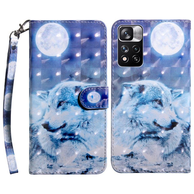 Leren Hoesje voor Xiaomi Redmi Note 11 Pro Plus 5G Aquarel Wolf