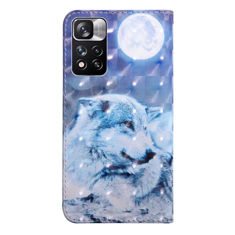 Leren Hoesje voor Xiaomi Redmi Note 11 Pro Plus 5G Aquarel Wolf