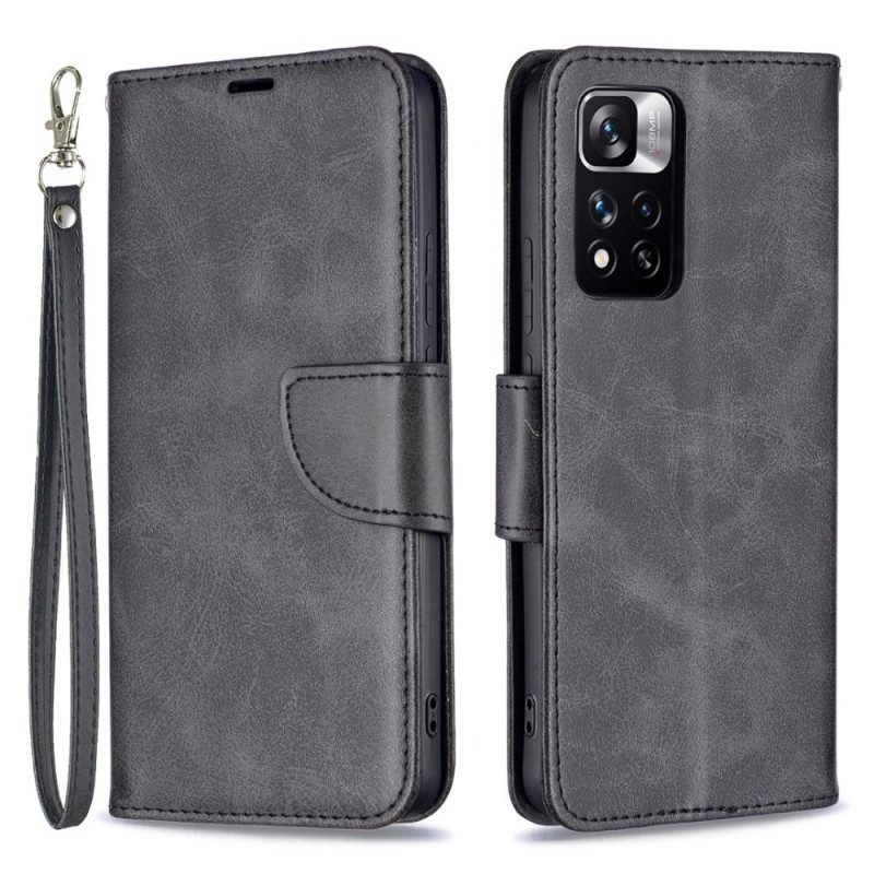 Leren Hoesje voor Xiaomi Redmi Note 11 Pro Plus 5G Gladde Schuine Sluiting