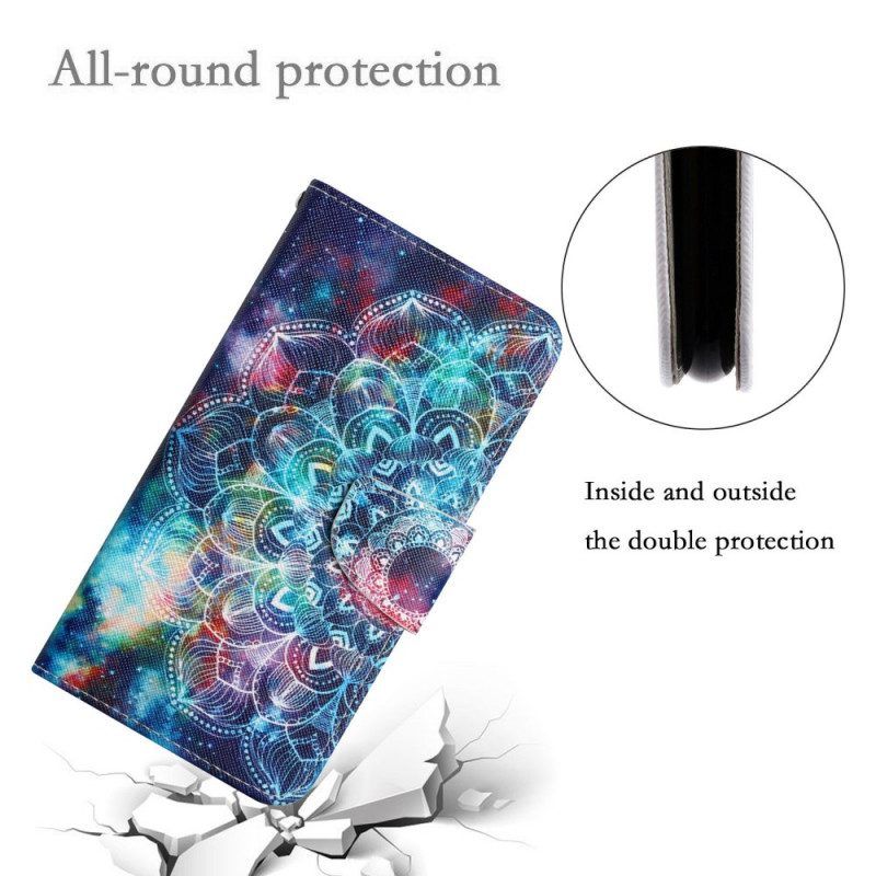 Leren Hoesje voor Xiaomi Redmi Note 11 Pro Plus 5G Met Ketting Flitsende Strappy Mandala