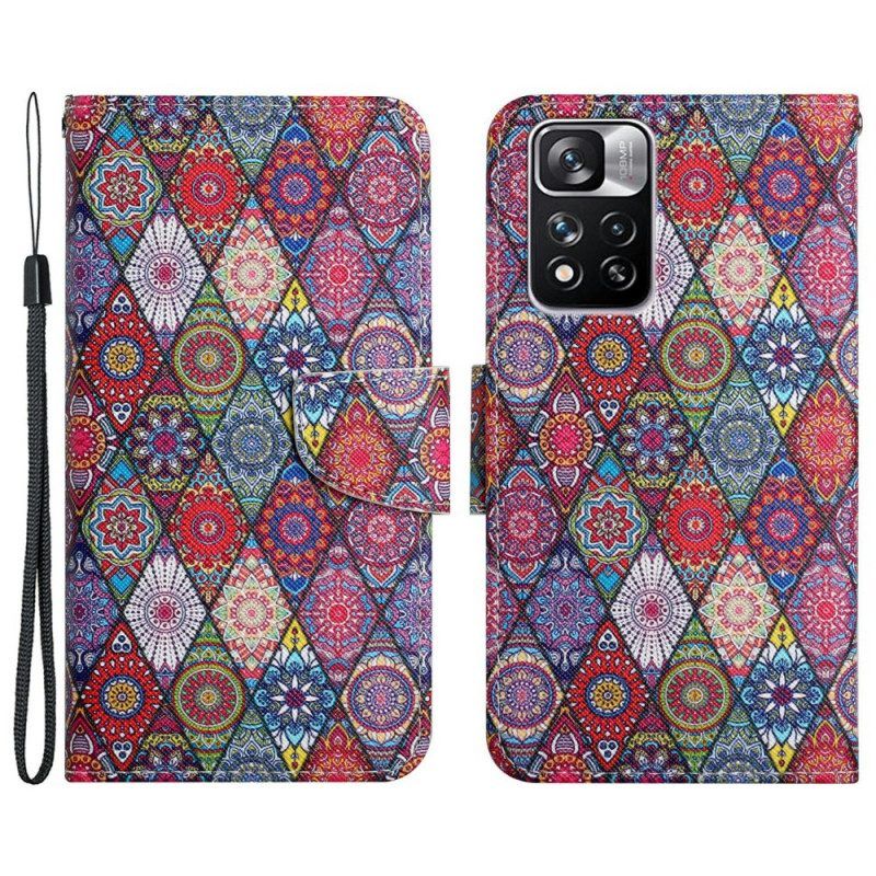 Leren Hoesje voor Xiaomi Redmi Note 11 Pro Plus 5G Tapijt Patroon