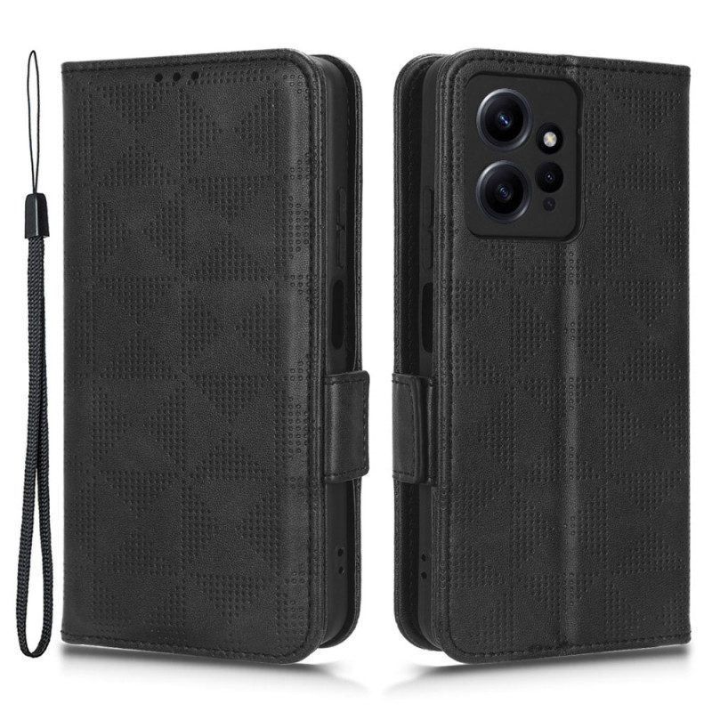 Leren Hoesje voor Xiaomi Redmi Note 12 4G Driehoeken Met Lanyard