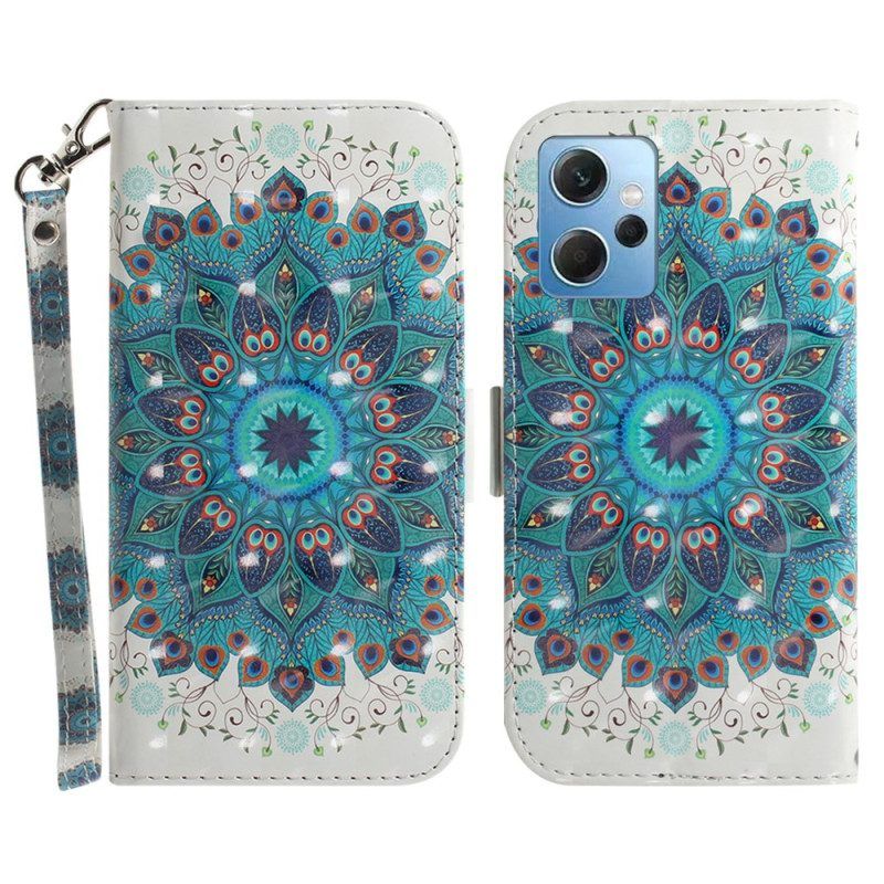 Leren Hoesje voor Xiaomi Redmi Note 12 4G Met Ketting Strakke Mandala