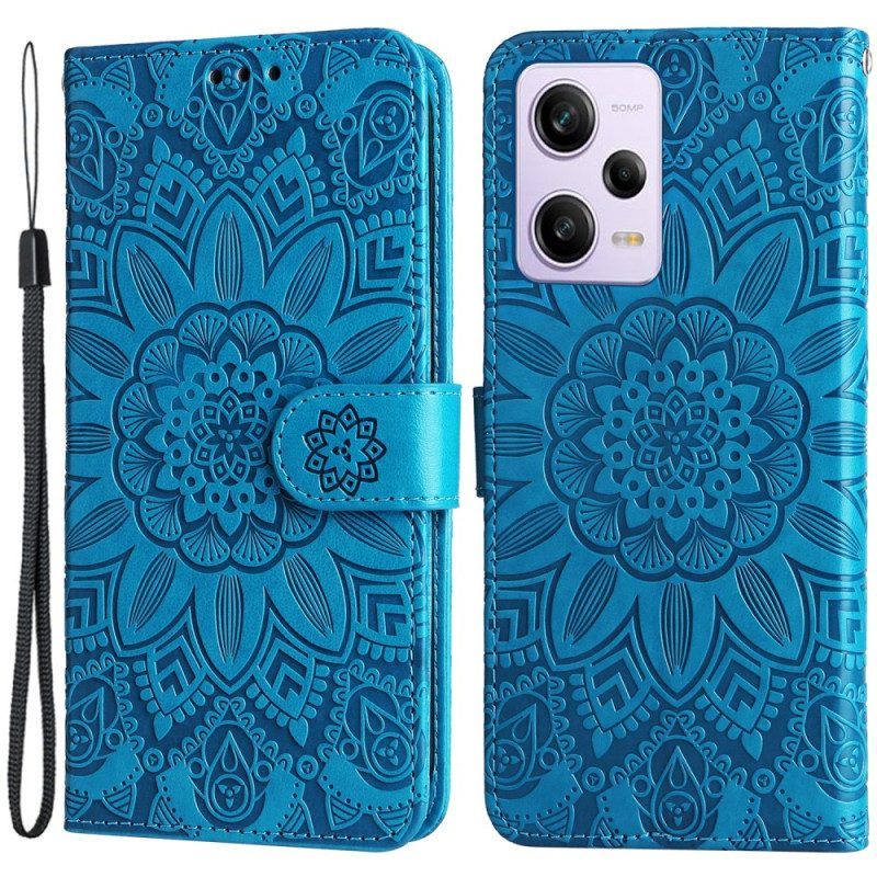 Leren Hoesje voor Xiaomi Redmi Note 12 Pro Plus Met Ketting Mandala-decoratie Met Riem