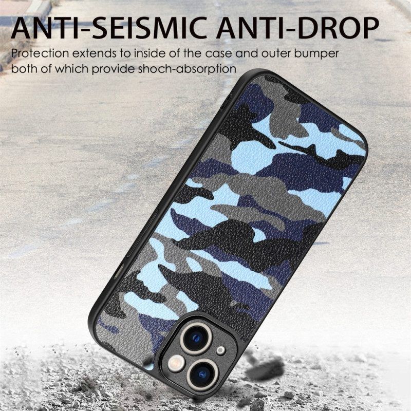 Telefoonhoesje voor iPhone 15 Kunstleer Camouflage