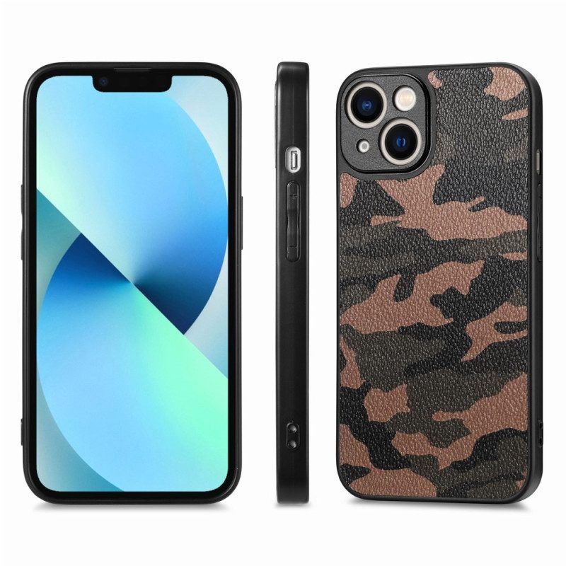 Telefoonhoesje voor iPhone 15 Kunstleer Camouflage