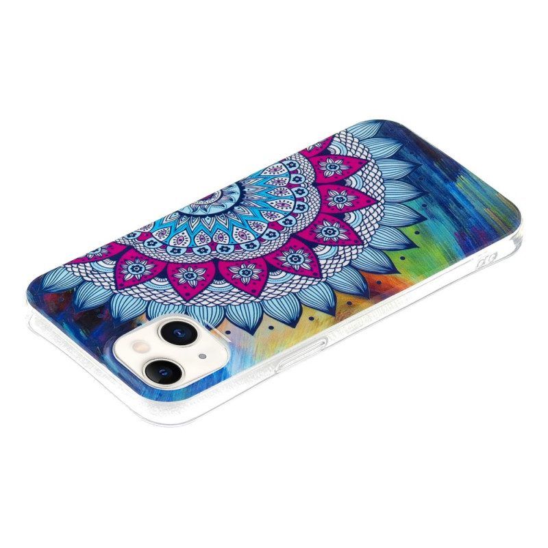 Telefoonhoesje voor iPhone 15 Plus Fluorescerende Mandala