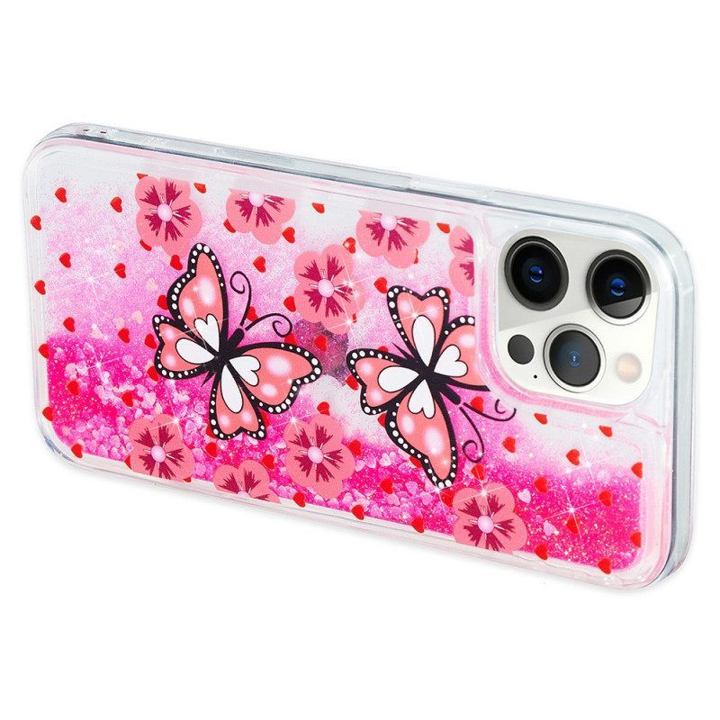 Telefoonhoesje voor iPhone 15 Pro Max Vlinders Glitteren