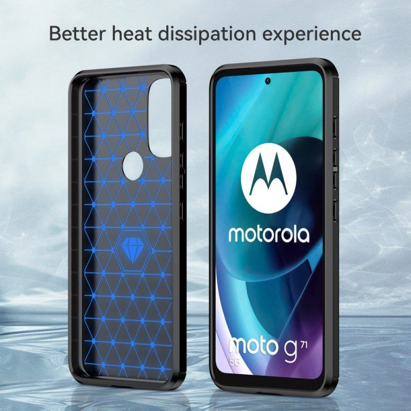 Telefoonhoesje voor Moto G71 5G Geborstelde Koolstofvezel