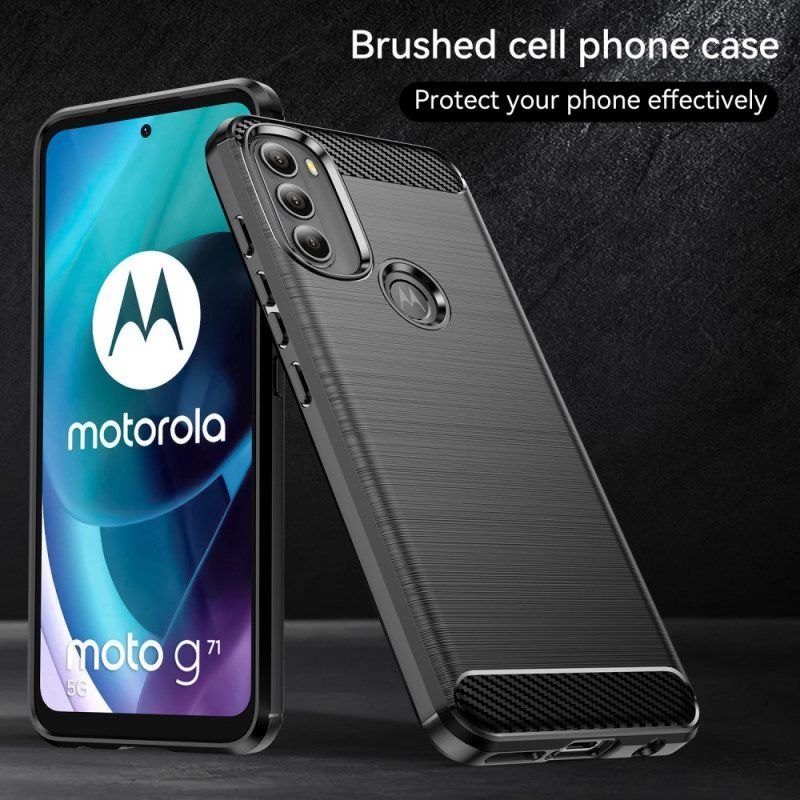 Telefoonhoesje voor Moto G71 5G Geborstelde Koolstofvezel