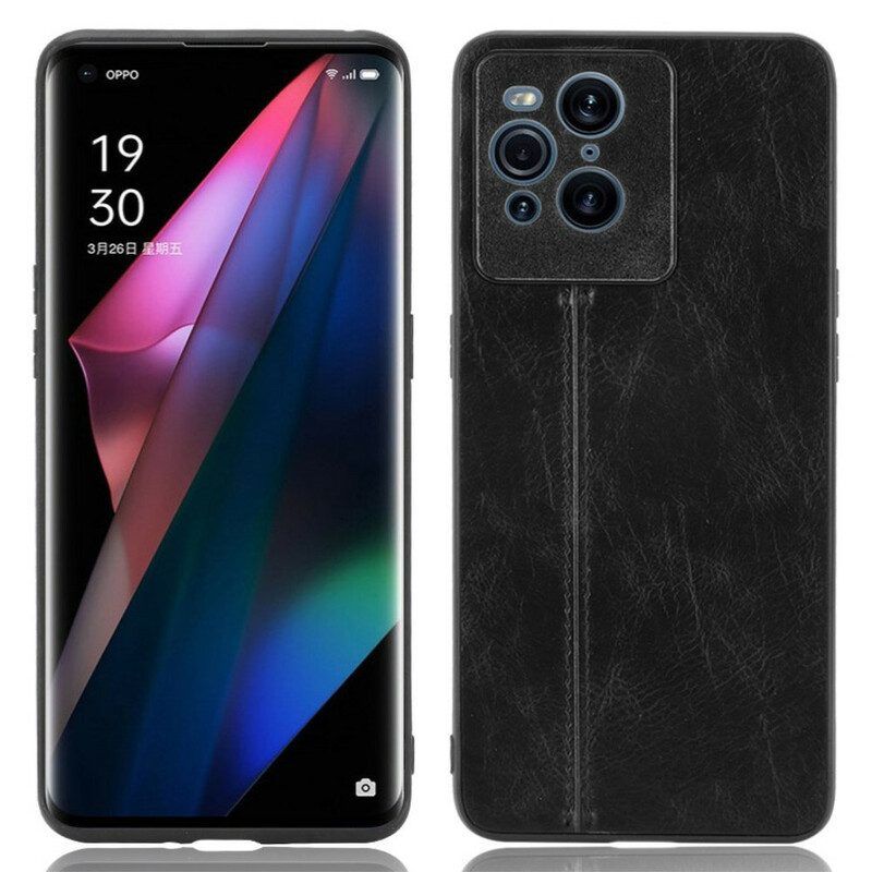 Telefoonhoesje voor Oppo Find X3 Pro Couture-leereffect