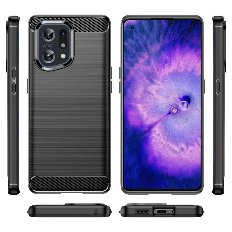 Telefoonhoesje voor Oppo Find X5 Geborstelde Koolstofvezel